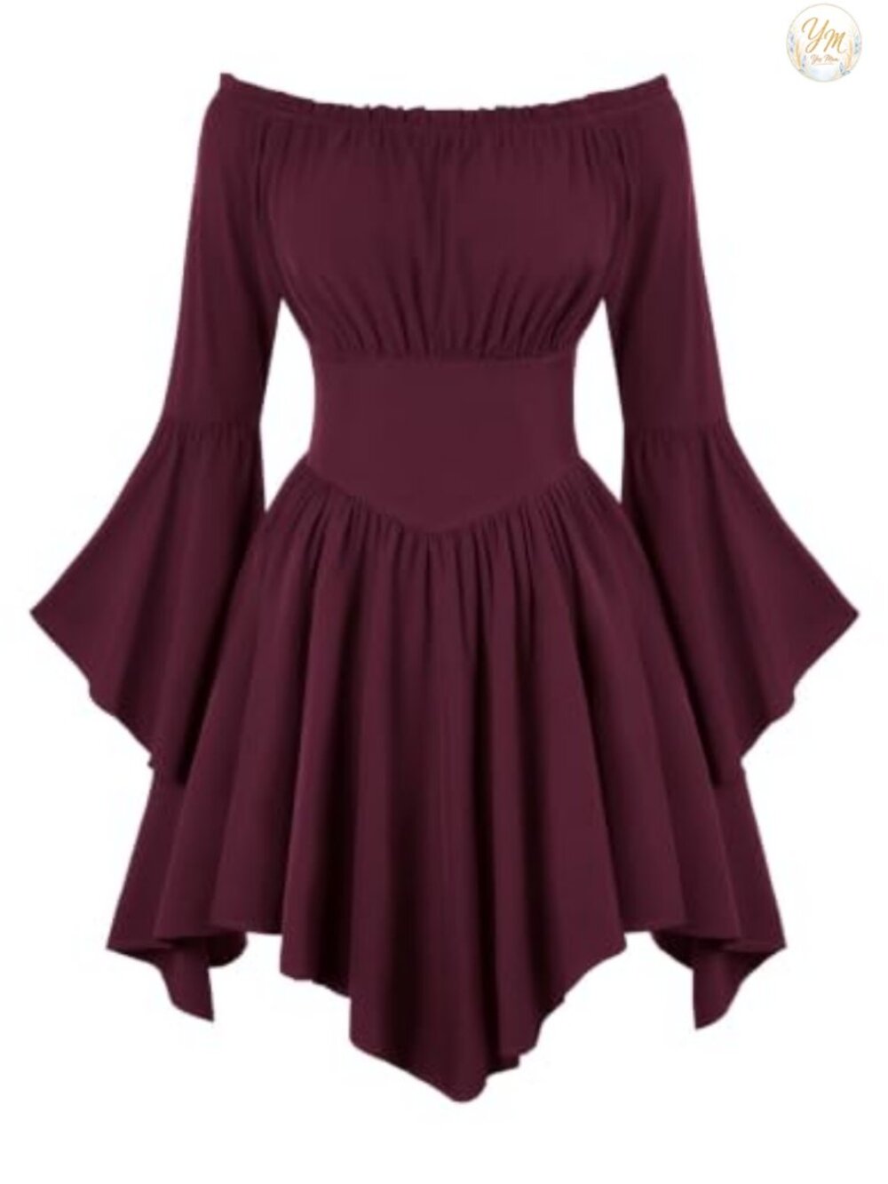 Renaissance Off Shoulder Corset Dress Lace Bell Sleeve Costume